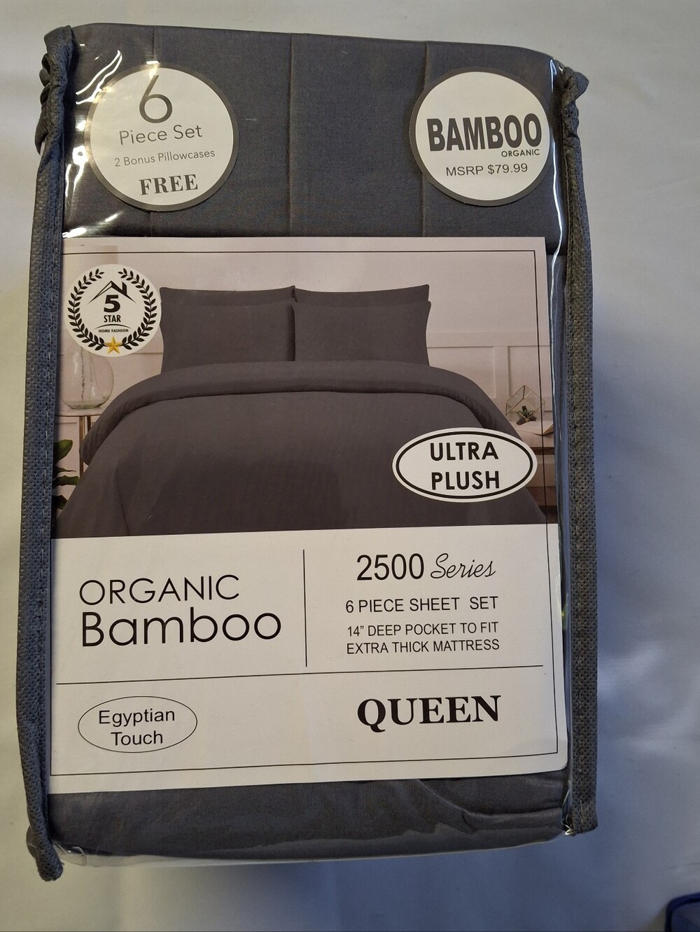New BAMBOO Organic Ultra Plush 6pc Sheet Set - Charcoal Gray